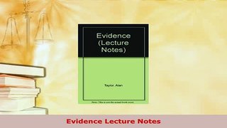 PDF  Evidence Lecture Notes  EBook