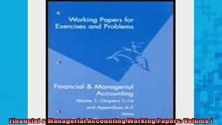 FREE DOWNLOAD  Financial  Managerial Accounting Working Papers Volume I  FREE BOOOK ONLINE