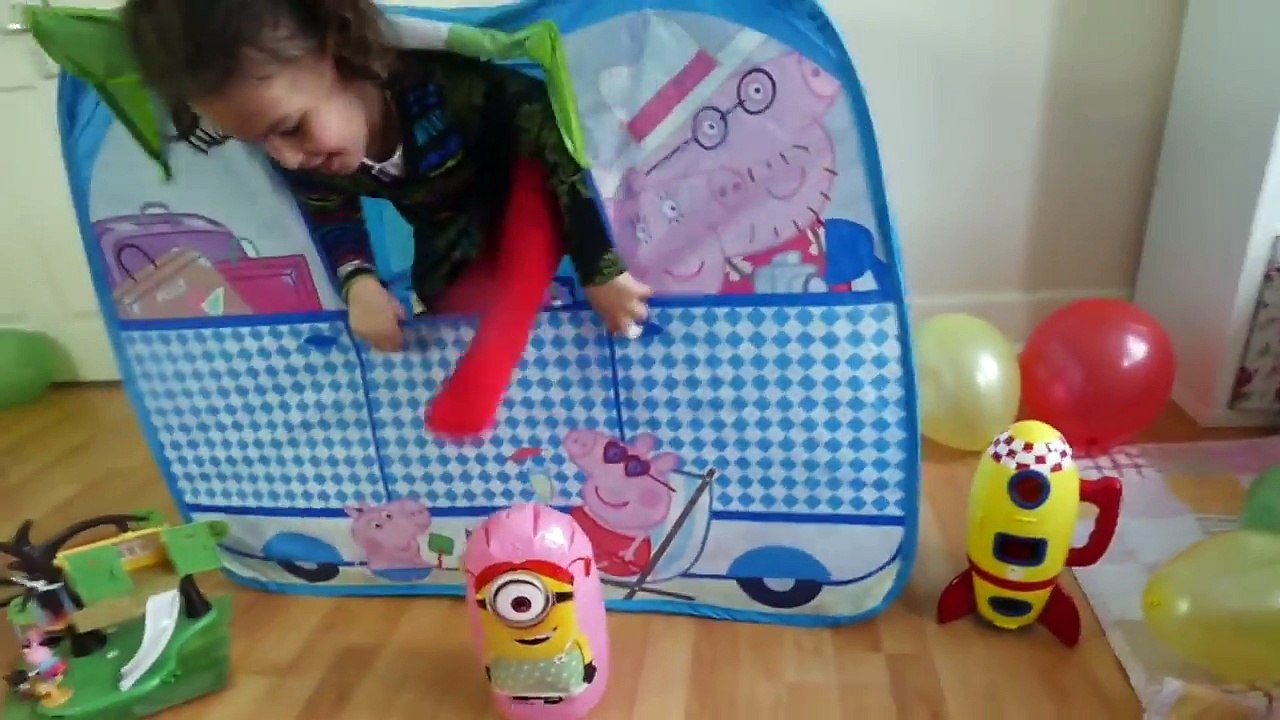 Peppa Pig Camper Van Huge Surprise Tent  Balloons, Peppa Toys and Paw Patrol, Baby Alive Toy Doll