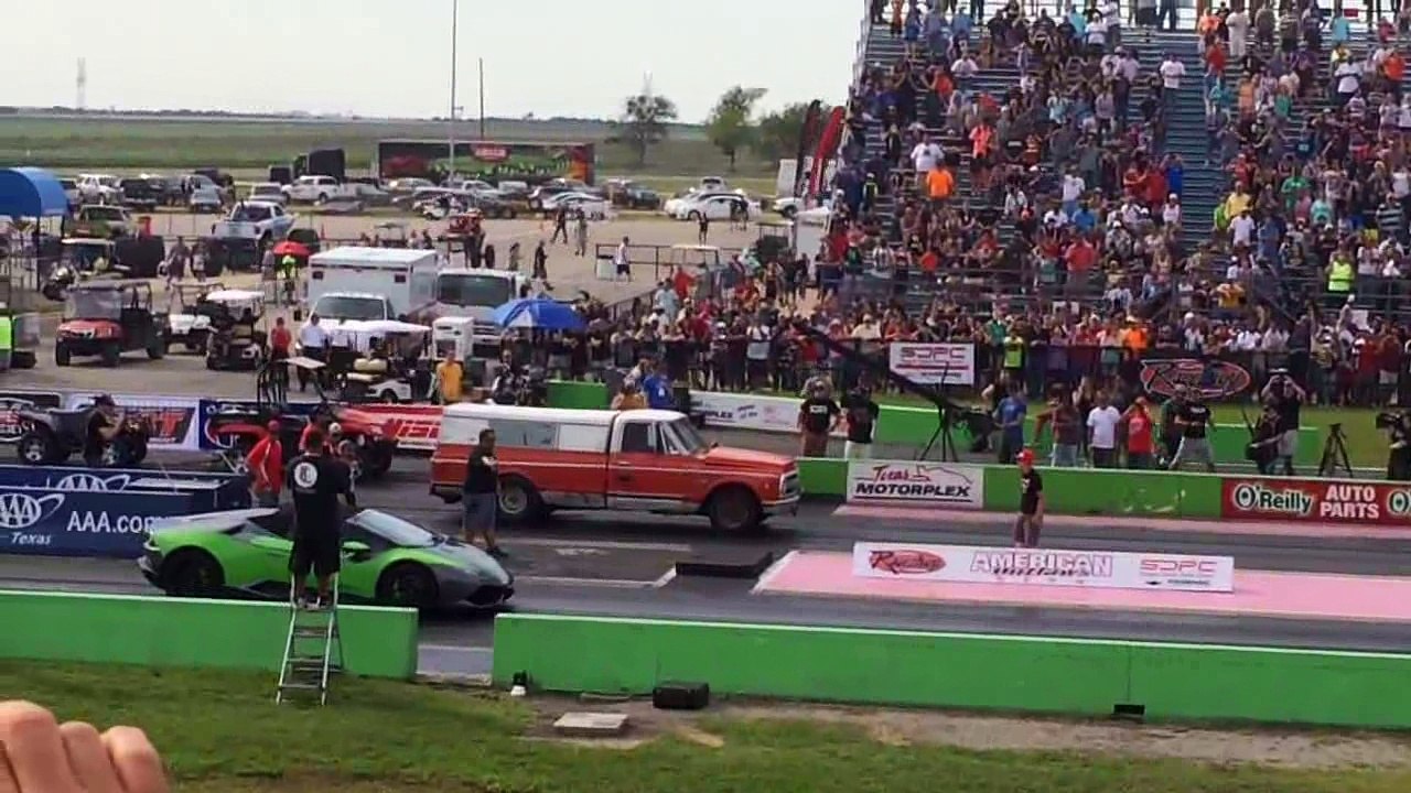 Watch This Old Chevy Farm Truck SMOKE A Lamborghini In A Drag Race