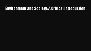 PDF Environment and Society: A Critical Introduction  EBook