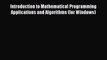 [Read book] Introduction to Mathematical Programming Applications and Algorithms (for Windows)