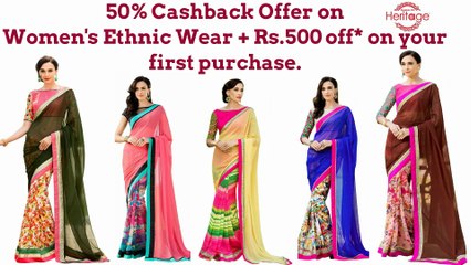 Buy Multi Colored Print Half And Half Georgette Saree - Deepkalasilk.com