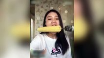 Woman gets hair pulled off when challenging rotating corn