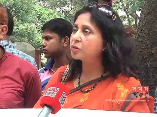 লালমাটিয়ায় খেলার মাঠে বর্জ্য ডাম্পিং স্টেশন নির্মাণের বিরুদ্ধে সমাবেশ