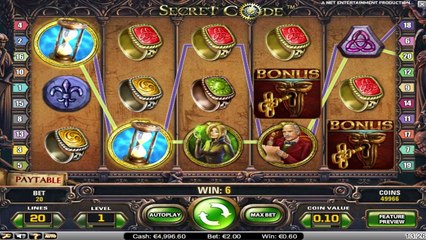 Secret Code ilmainen kasino kolikkopeli NetEnt Video Esikatselu