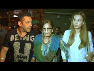 Salman Khan With Girlfriend & Mother At Airport After Wrap Up Of SULTAN Shooting