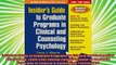 new book  Insiders Guide to Graduate Programs in Clinical and Counseling Psychology 20062007