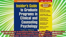 new book  Insiders Guide to Graduate Programs in Clinical and Counseling Psychology 20062007