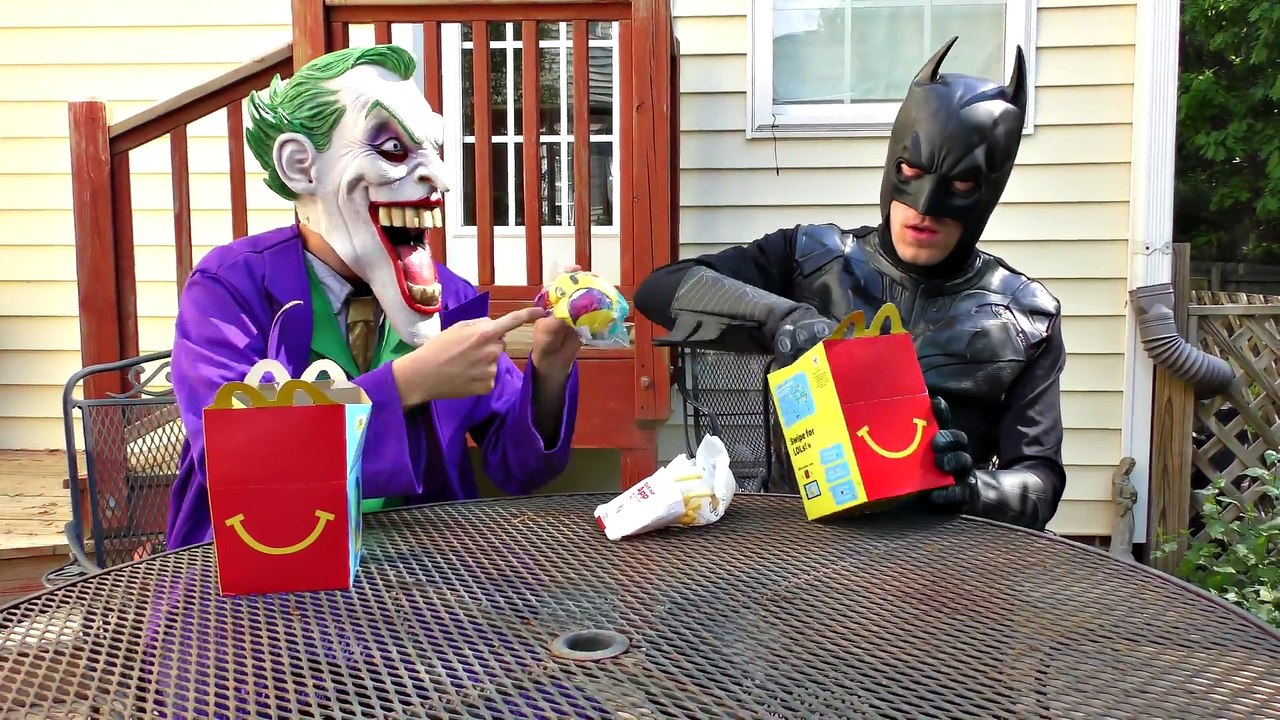BATMAN vs JOKER _ Magical RAINBOW FARTS after McDonald's Happy Meal _ DCTC Superheroes