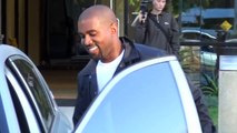 Kanye West Has A Hard Time Starting His $200K Maybach Leaving The Office.