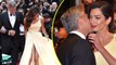 Amal Clooney Barely Avoids Wardrobe Malfunction In Sexy Thigh-High Slit