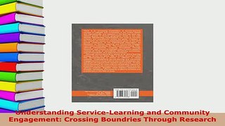 PDF  Understanding ServiceLearning and Community Engagement Crossing Boundries Through Read Full Ebook