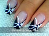 Quick Black and White Nail Art - Monochrome French ♥ Diseño de Uñas Negro y Blanco - YouTube