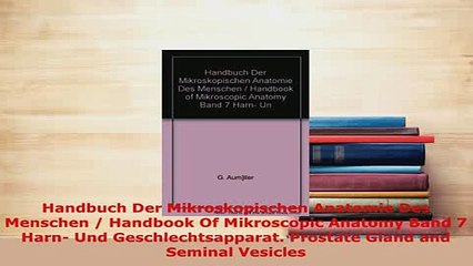 Download  Handbuch Der Mikroskopischen Anatomie Des Menschen  Handbook Of Mikroscopic Anatomy Band PDF Book Free