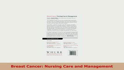 Download  Breast Cancer Nursing Care and Management PDF Online