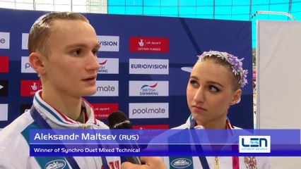 Mikhaela Kalancha and Aleksandr Maltsev,  winners of Synchro Duet Mixed Technical