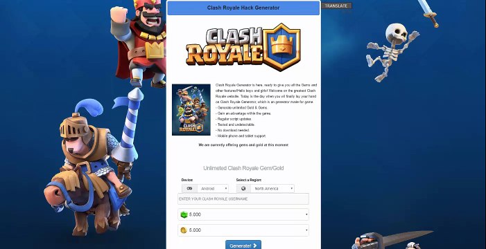 Clash Royale Online Hack Cheats Gems/Gold Generator Triche