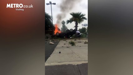 Guy saves man from burning car, ‘sets his camera up first’ to record the good deed 2