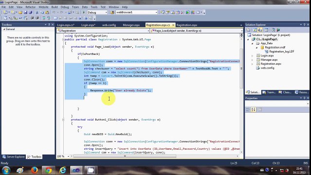 ASP.NET Tutorial 6- Create a Login website - Login page & Validating User and Password in database