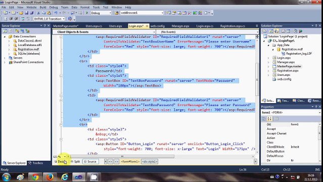 ASP.NET Tutorial 8- Create a Login website-Creating Master Page and apply it to existing aspx pages