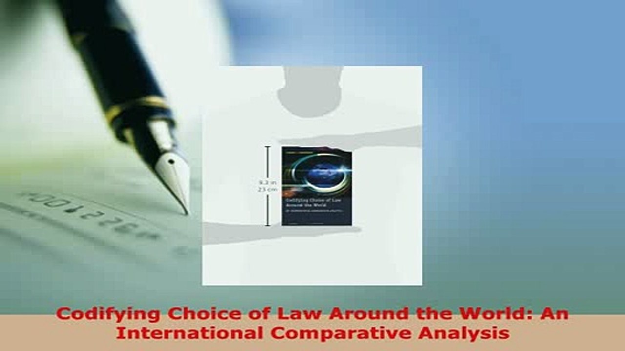 Download  Codifying Choice of Law Around the World An International Comparative Analysis  EBook