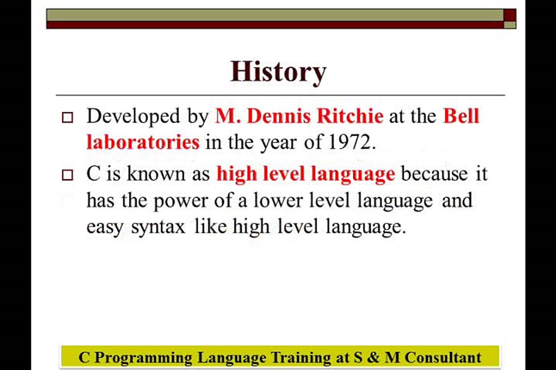 An introduction to c programming language at S & M Consultant