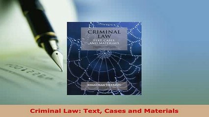 PDF  Criminal Law Text Cases and Materials  Read Online