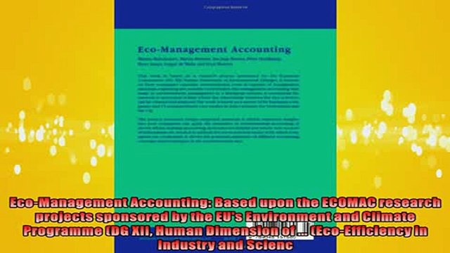 READ book EcoManagement Accounting Based upon the ECOMAC research projects sponsored by the EUs BOOK ONLINE