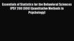 Read Essentials of Statistics for the Behavioral Sciences (PSY 200 (300) Quantitative Methods