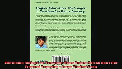 READ book  Affordable College for Everyone Know Before You Go Dont Get Trapped Repaying a Large  FREE BOOOK ONLINE