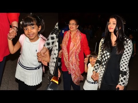 Aishwarya Rai & Daughter Aaradhya Bachchan Leaving For Cannes At Mumbai Airport