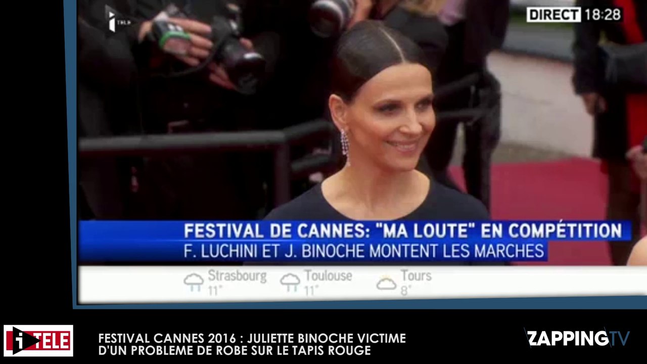 Festival Cannes 2016 - Juliette Binoche : Un acteur marche sur sa robe, malaise sur le tapis rouge (Vidéo)