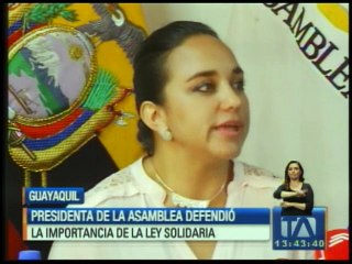 Gabriela Rivadeneira defendió la Ley de Solidaridad