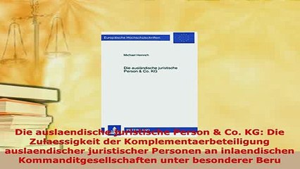 Download  Die auslaendische juristische Person  Co KG Die Zulaessigkeit der  Read Online