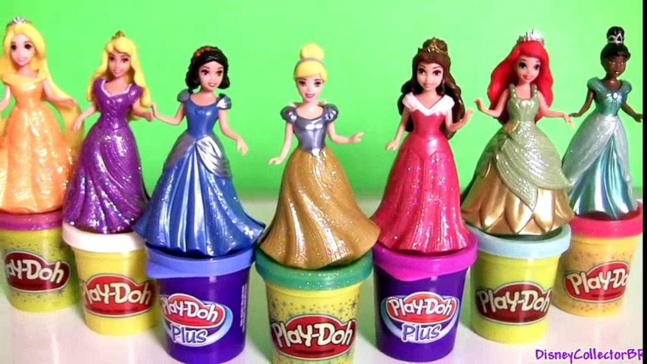 7 Disney Princess MagiClip Collection Tiana Rapunzel Cinderella Magic-Clip Play-Doh-Plus Sparkle | HD