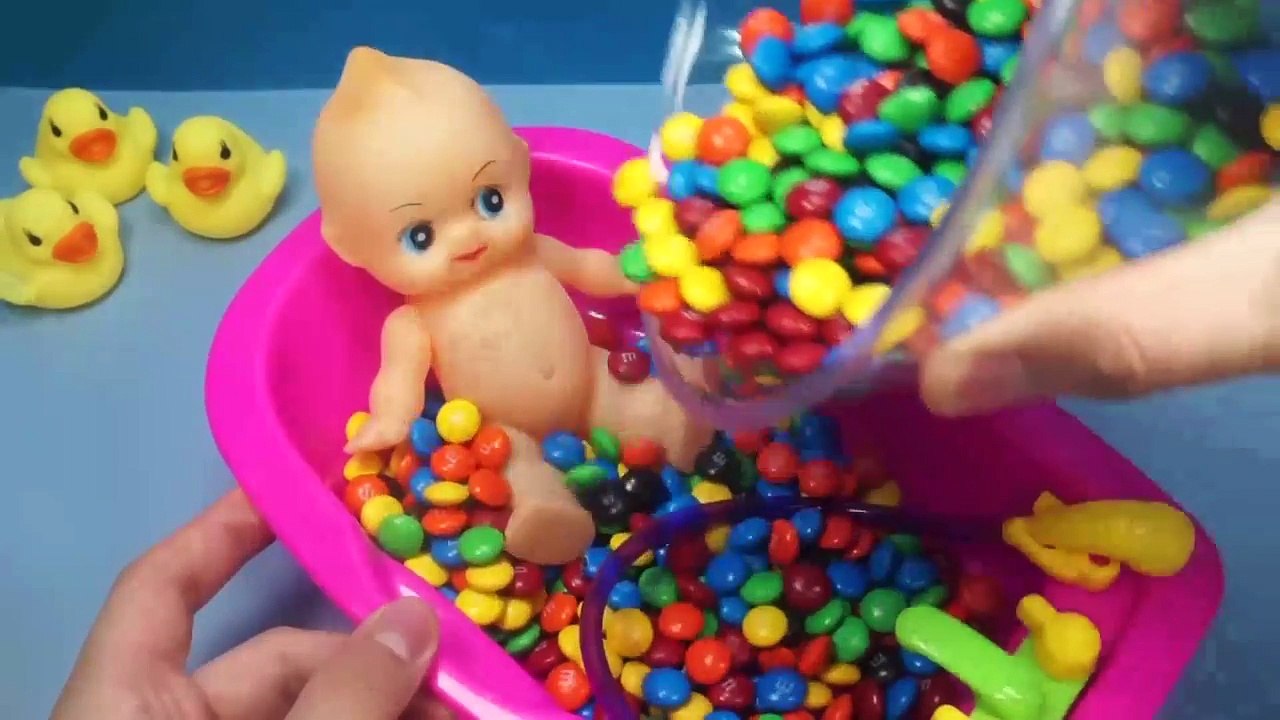 Baby Doll BathTime M&M s Chocolate Candy Play Dough Smile Face Fun & Creative Video