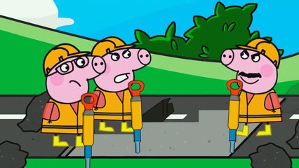 Peppa Pig Road Works  Road Roller - Finger Family - Nursery Rhymes Songs