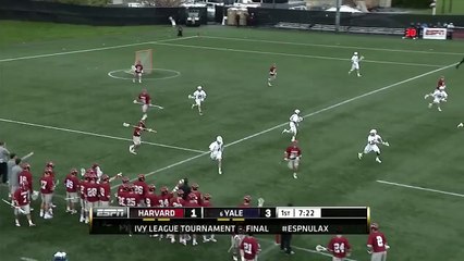 Un joueur de Lacrosse éclate le filet du gardien avec un tir surpuissant