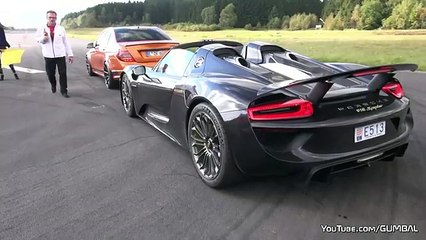 Porsche 918 Spyder vs Lamborghini Aventador Pirelli Edition - Launch Control!