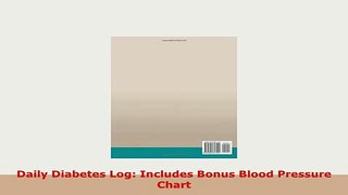 PDF  Daily Diabetes Log Includes Bonus Blood Pressure Chart Read Full Ebook