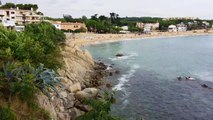VIEW OF BEACH OF PLATJA LA FOSCA IN PALAMOS GIRONA COSTA BRAVA CATALONIA SUMMER IN EUROPE