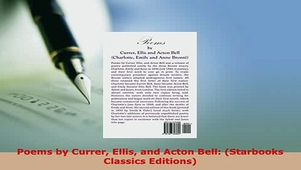 Download  Poems by Currer Ellis and Acton Bell Starbooks Classics Editions Free Books