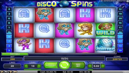 Disco Spins ilmainen kasino kolikkopeli NetEnt Video Esikatselu