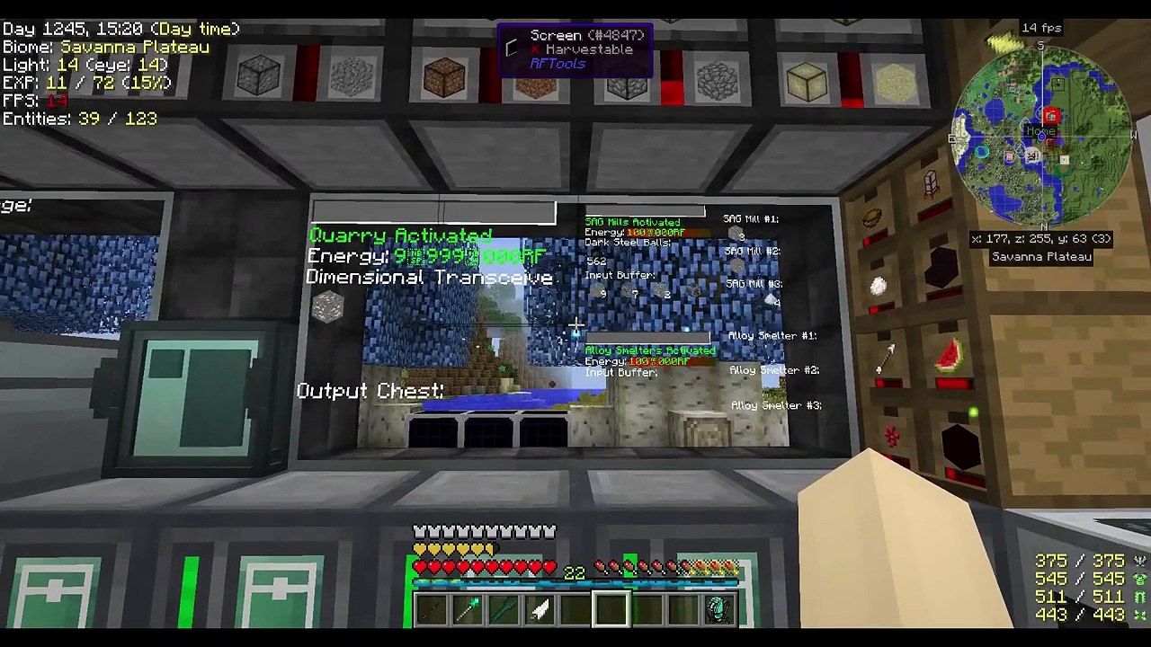 RFTools Control Screen: Quarry