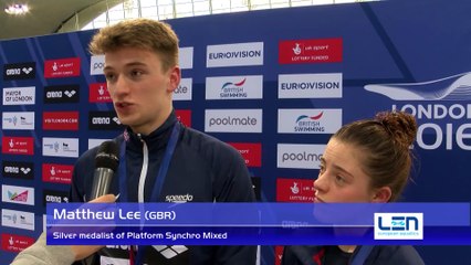 Georgia Ward and Matthew Lee, Silver medallists of Platform Synchro Mixed – Day 6, London