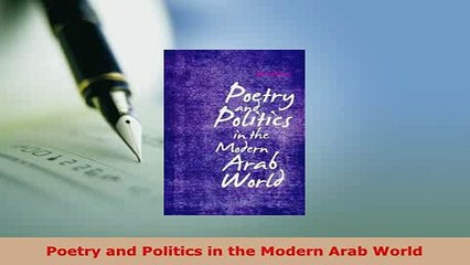 PDF  Poetry and Politics in the Modern Arab World  EBook