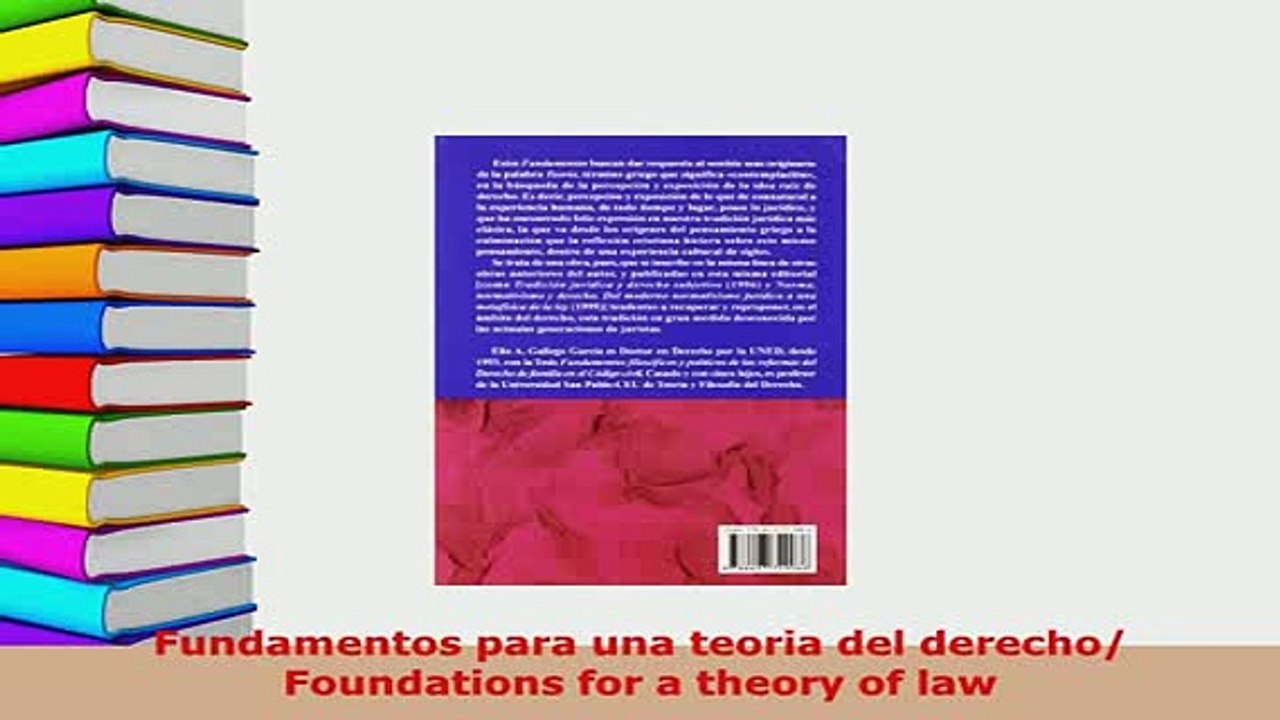 Download  Fundamentos para una teoria del derecho Foundations for a theory of law Free Books