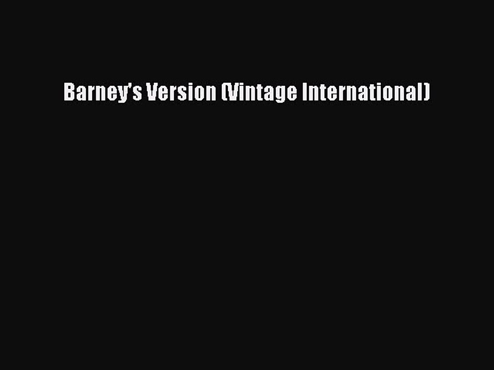 PDF Barney's Version (Vintage International) Free Books