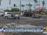 Man pulled from burning car after Phoenix crash